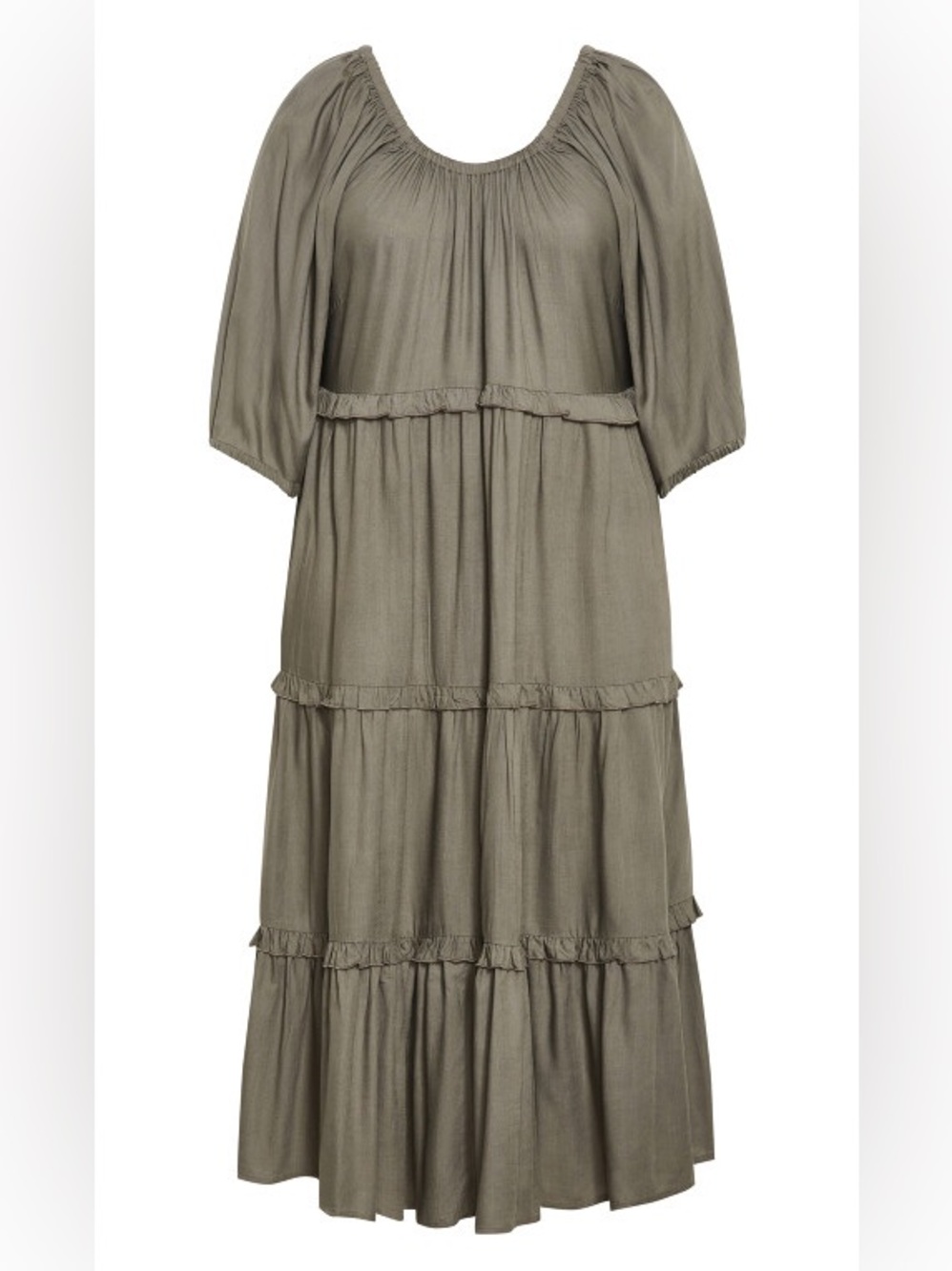 City Chic heather Olive Tiered Midi Dress  18W NWT - Picture 5 of 11